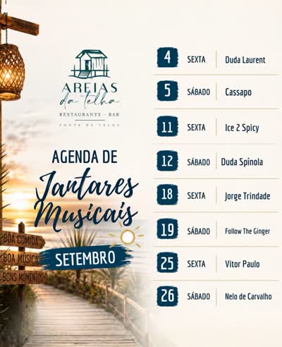 Agenda de Jantares Musicais - Setembro