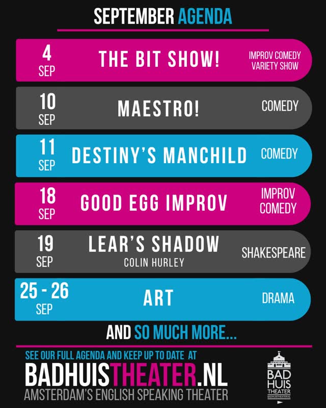 September Agenda - Bad Huis Theater