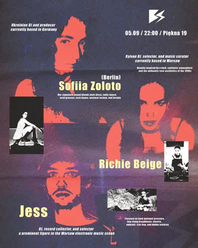 B-SIDE presents a special night with three selectors bringing their own take on dark, underground sounds to Warsaw.