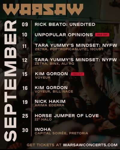 Warsaw September Concert Schedule