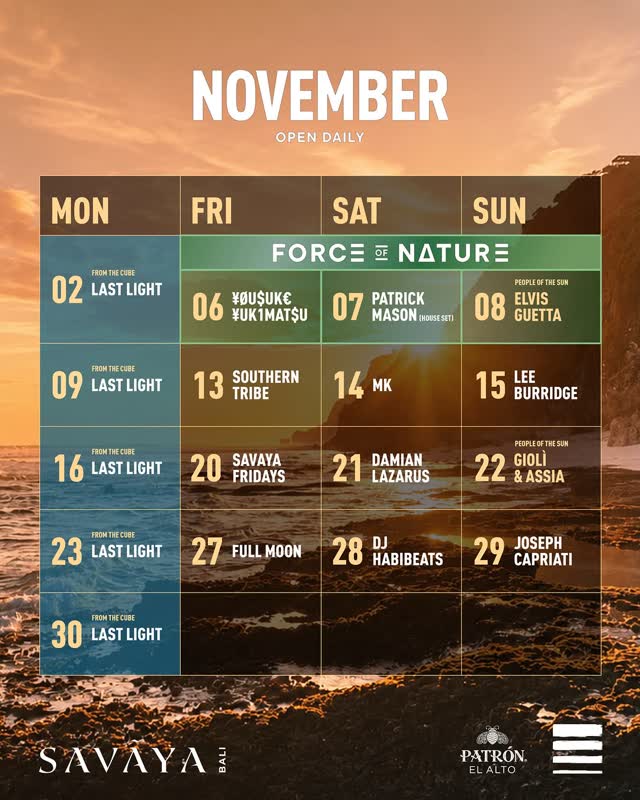 SAVAYA BALI November Schedule