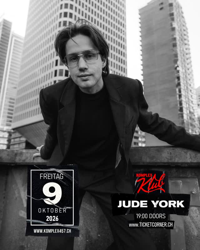 @itsjudeyork kommt am Freitag, 09. Oktober 2026 in den Komplex Klub.