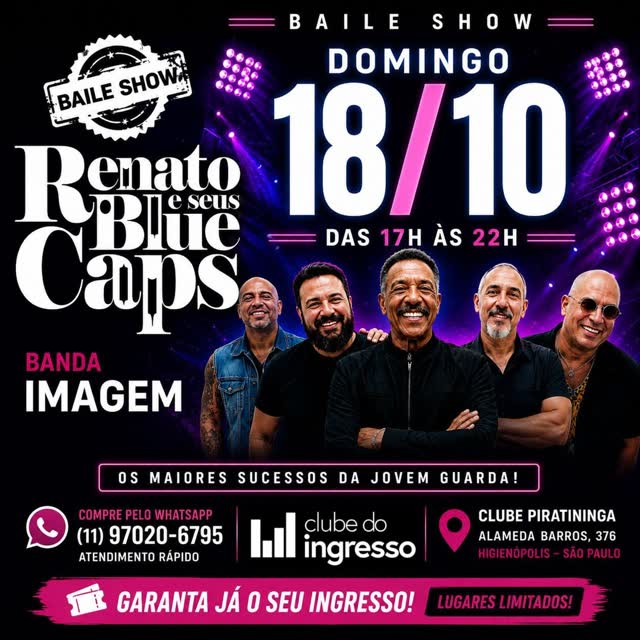RENATO E SEUS BLUE CAPS NO CLUBE PIRATININGA!