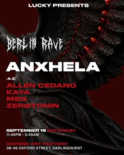 Berlin Rave is back in Australia this month with ANXHELA for a huge Sydney headline show