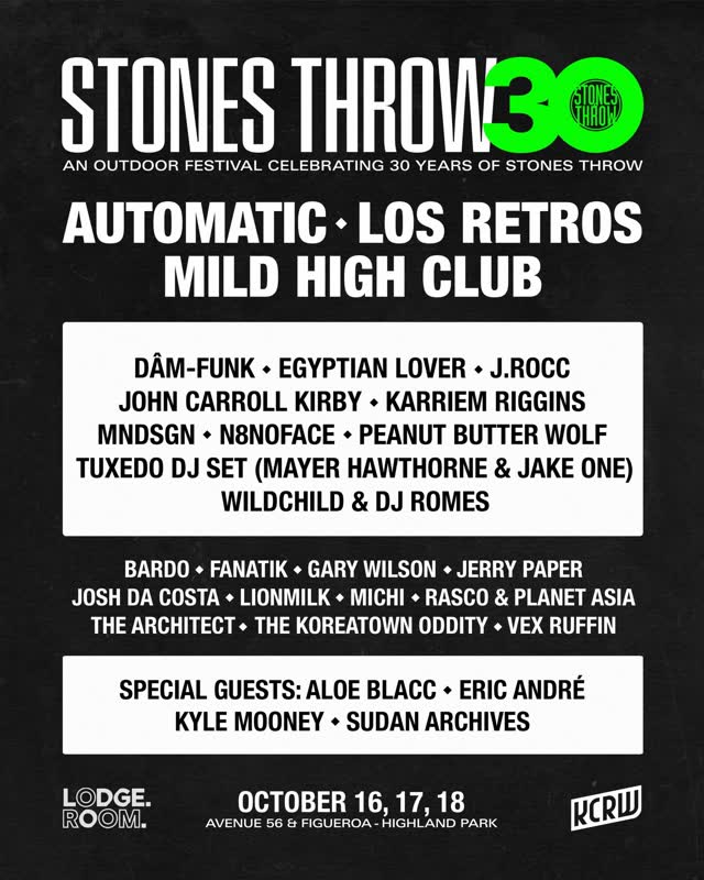 OUTDOOR Festival at Lodge Room for @stonesthrow’s 30th Anniversary!