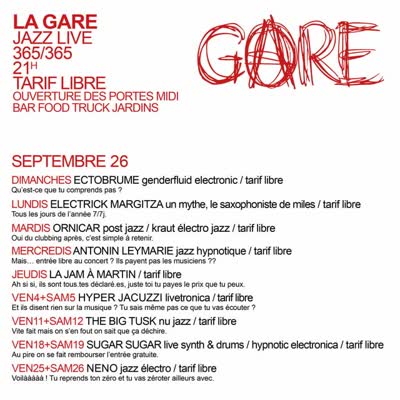 LA GARE JAZZ LIVE SEPTEMBRE 26