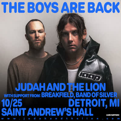SUPPORT UPDATE 🎤 Breakfield, and Band of Silver will be joining Judah & The Lion at Saint Andrew's Hall on October 25!
