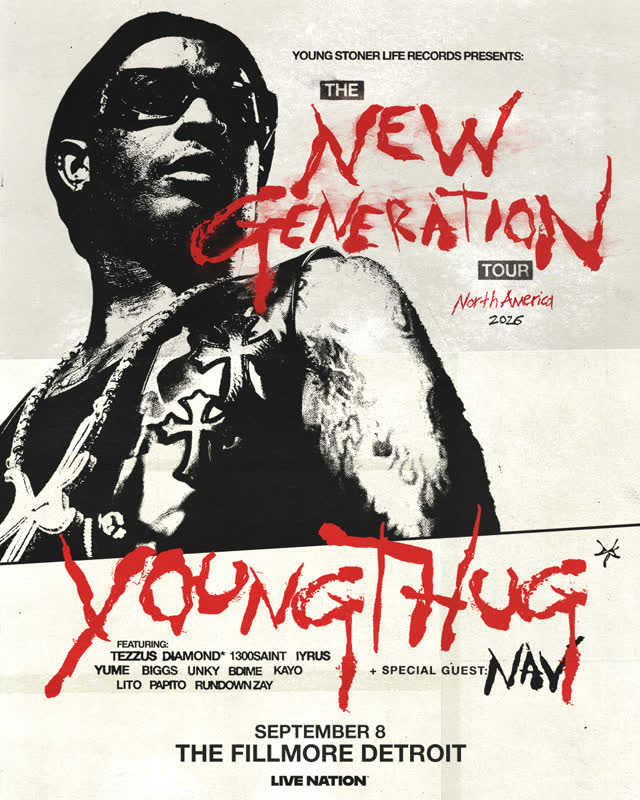 Young Thug on September 8 has moved from Michigan Lottery Amphitheatre to The Fillmore Detroit! 🎫 Previously purchased tickets will be honored for the new venue and additional tickets are on sale today at 12pm at the link in bio
