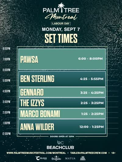 Palm Tree Montreal Labour Day Set Times