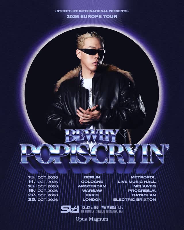 Eine der markantesten Stimmen des Korean Hip-Hop kommt nach Köln! @bewhy.meshasoulja live.. Show-Me-The-Money-Gewinner, messerscharfe Delivery, riesige Live-Energie.