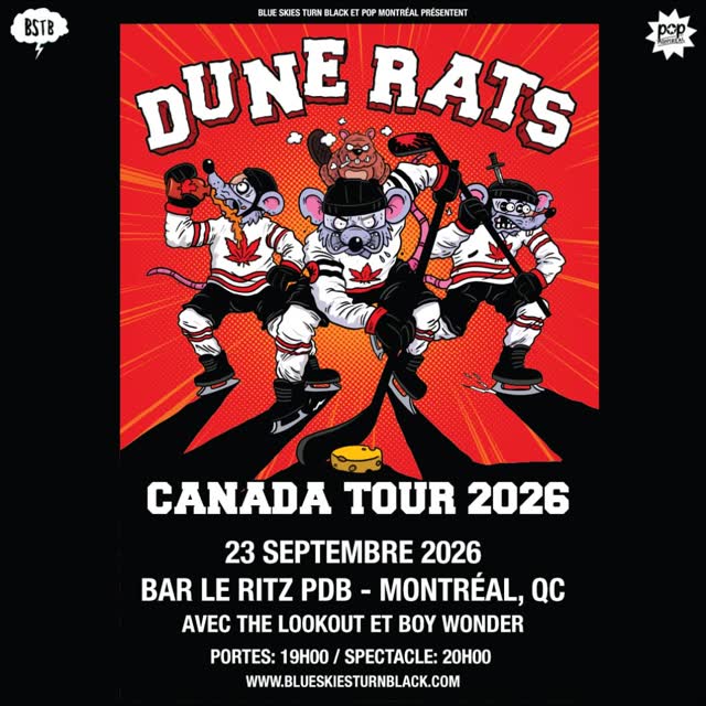 The Lookout et Boy Wonder s’ajoutent au spectacle de Dune Rats au Bar le Ritz PDB le 23 septembre 2026. Les billets sont en vente dès maintenant.