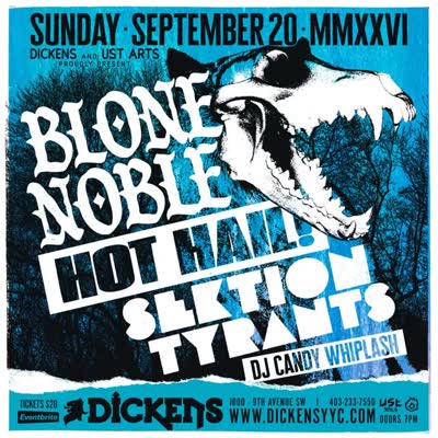 LA’s @blone_noble will play Dickens on Sunday, September 20 alongside Seattle act @hot.hail.music, and @sektiontyrants with music selections by DJ Candy Whiplash.