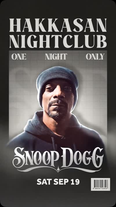 The one. The only. @snoopdogg 🐾🔥 Grammy-nominated, hip-hop icon is taking over #HakkasanNightclub on Saturday, Sept. 19 for ONE NIGHT ONLY!