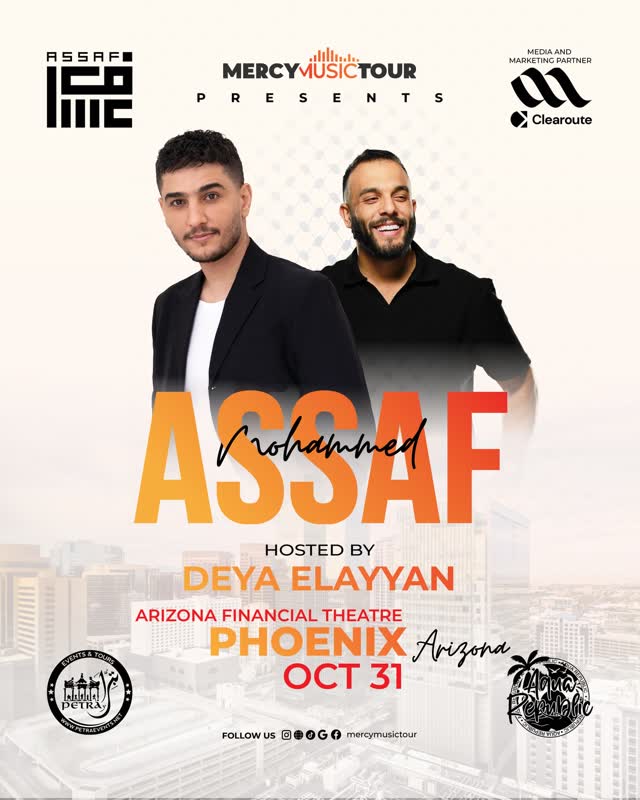 JUST ANNOUNCED: Mohammed Assaf on Saturday, October 31, hosted by Deya Elayyan at Arizona Financial Theatre!
