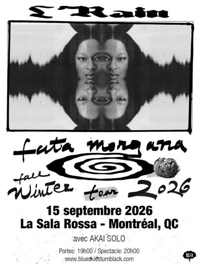 SUPPORT AJOUTÉ // SUPPORT ADDED! AKAI SOLO s’ajoute au spectacle de L’Rain à La Sala Rossa le 15 septembre 2026.
