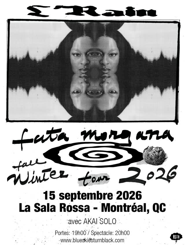 SUPPORT AJOUTÉ // SUPPORT ADDED! AKAI SOLO s’ajoute au spectacle de L’Rain à La Sala Rossa le 15 septembre 2026.