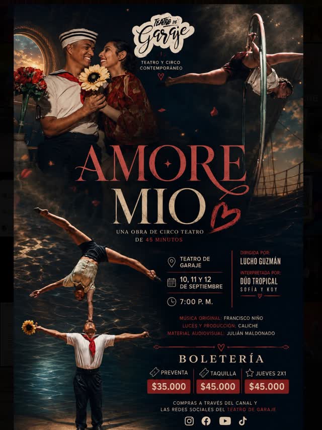 Amore Mio está de regreso ❤️🔥🎭 Una historia de circo, teatro, amor, encuentros y despedidas que te llevará a un viaje que no olvidarás. 🌊✨