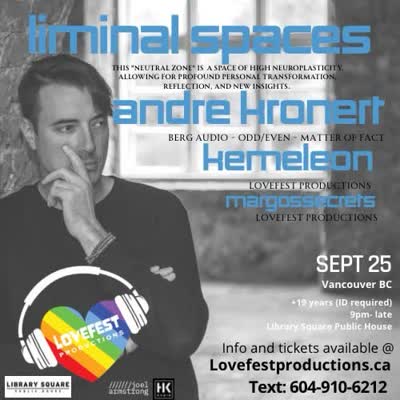 @andrekronert Western Canadian Tour. Vancouver stop Sept 25th with @kemeleon_ / @allmargossecrets tickets in bio. Not to be missed!