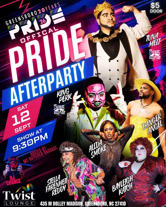 Greensboro Pride 20 Years Official Pride Afterparty