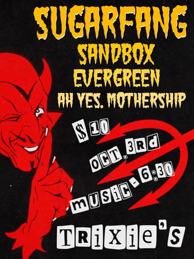 October 3rd we’re kicking it off with our new friends in @ahyes_mothership , @evergreenbandmi , and @sandbox.theband at Trixie’s Bar in Hamtramck! Doors are at 6pm with music starting at 6:30pm! It’s about to be a rocking night!