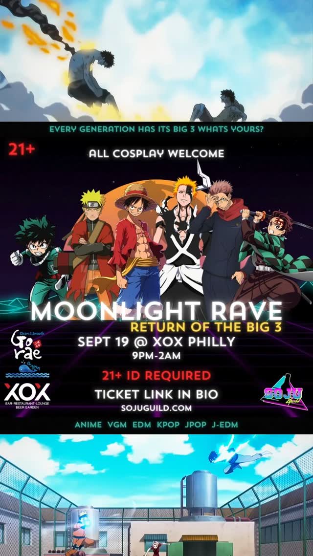 Moonlight Rave: Celebrating the Big 3s across different eras of anime