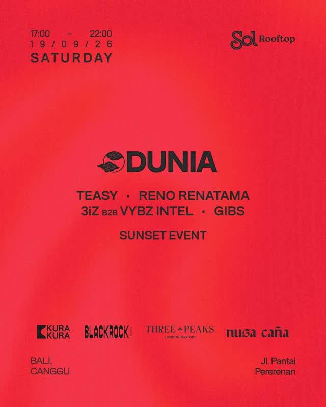 Dunia makes its official dedicated Sunset Event debut at @sol.rooftopbali this month on Saturday, September 19.