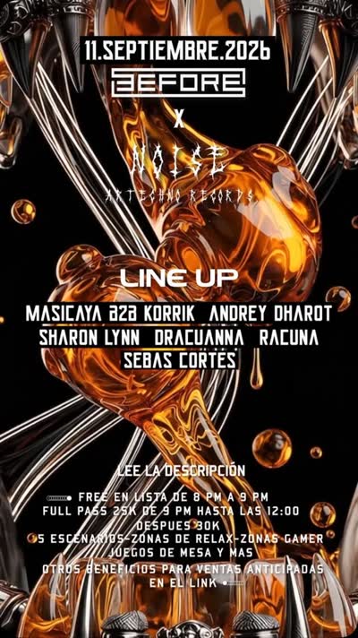 Noche de danza y Techno con @masicayamusic B2B @korrik_001 @andrey_dharot @sharonlynn.uwu @racuna.gif @dracuanna.dj @sebascortesmusic