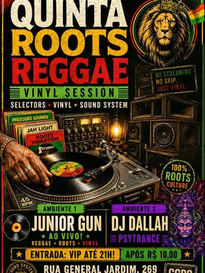 Quinta no CCPC! É a Quinta ROOTS que vem trazendo resistência na cena REGGAE no centro de SP!