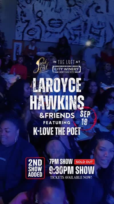 NYC 📍 9/19 @citywinerynyc 2nd show added @ 9:30pm. LaRoyce Hawkins & Friends ft @klovethepoet