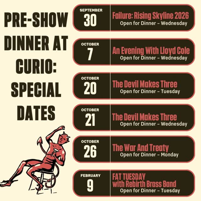 Pre-Show Dinner at Curio: Special Dates