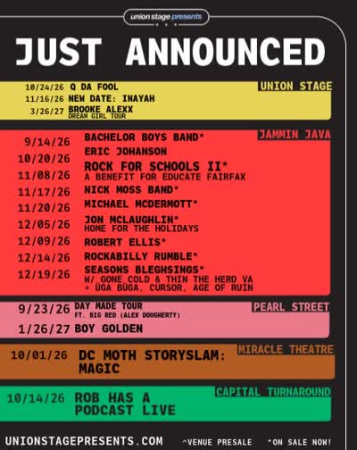 Union Stage Presents Just Announced