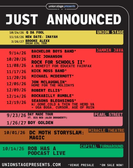 Union Stage Presents Just Announced