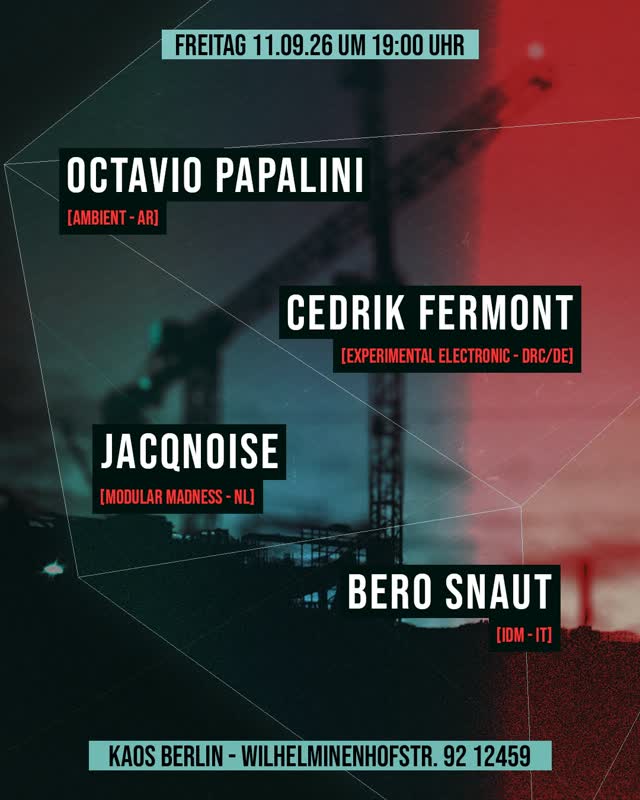 Live electronic performances with Octavio Papalini, Cedrik Fermont, Jacqnoise, Bero Snaut