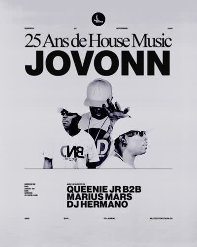 Jovonn au Daomé. Vendredi 25 septembre. Série 25 ans de house music !