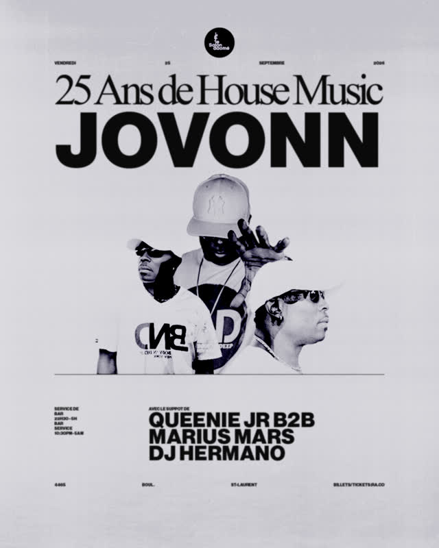 Jovonn au Daomé. Vendredi 25 septembre. Série 25 ans de house music !