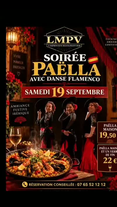 Samedi 19 septembre, prolongez vos vacances au son ibérique... Paella, danse à l'honneur et à la bonne humeur!