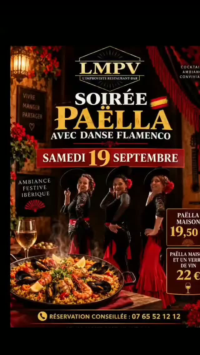 Samedi 19 septembre, prolongez vos vacances au son ibérique... Paella, danse à l'honneur et à la bonne humeur!
