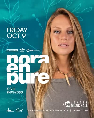 The Globally renowned queen of deep melodic house and Purified Radio.. @noraenpure comes to @londonmusichall Friday October 9