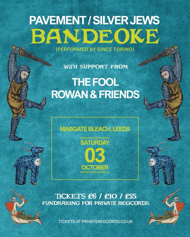 Private Regcords presents you with a very special Saturday night Bandeoke - the music of Pavement and Silver Jews performed by the legendary @sincetorino