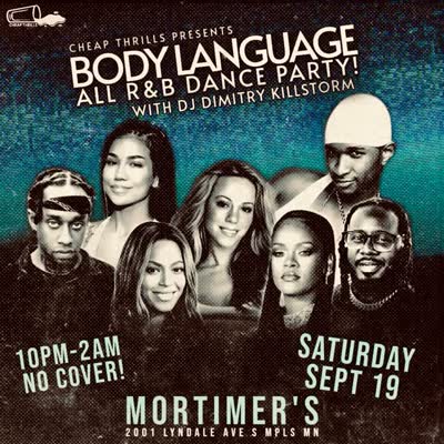 BODY LANGUAGE (all R&B) returns to @mortimersbar Saturday September 19. 10pm-2am. FREE!