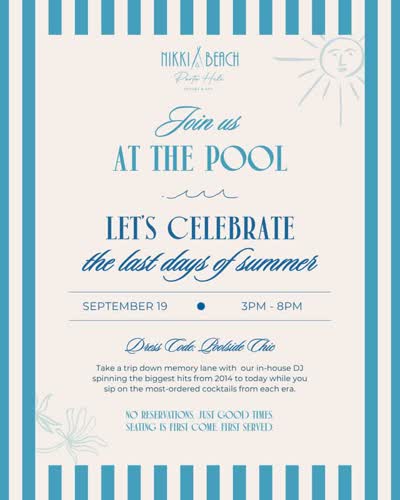 The last days of summer call for one more afternoon by the pool. Join us September 19 from 3–8 PM for music and cocktails at Nikki Beach Resort & Spa Porto Heli.