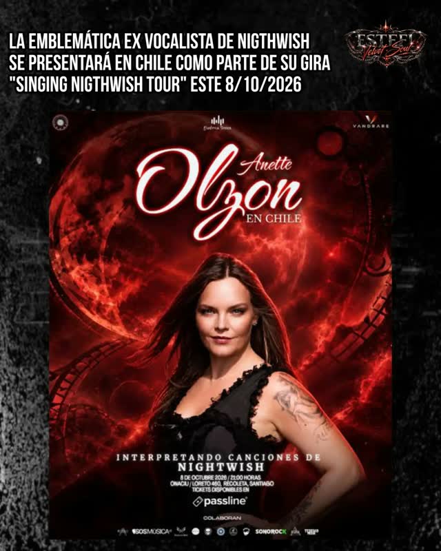 Anette Olzon se presentará en chile el próximo 8bde octubre d 2026 como parte de su gira "Singing Nigthwish Tour"