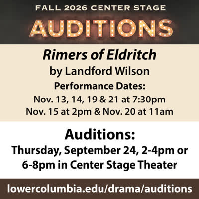 Audition for LCC Drama's Fall 2026 production: The Rimers of Eldritch