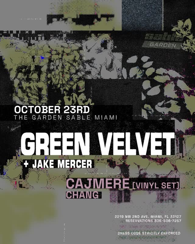 Green Velvet returns to Sable Miami on October 23rd, continuing his residency with both an unforgettable headline set in the Garden, and for the first time in over 20 years, a rare vinyl-only set as Cajmere in the lounge!