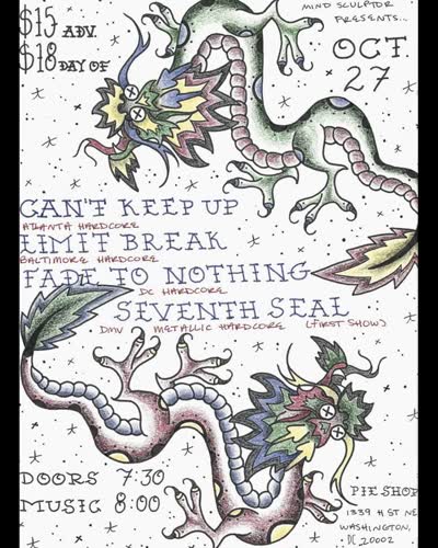 Mind Sculptor Presents: Can’t Keep Up (Atlanta), Limit Break (Baltimore), Fade To Nothing (DC), Dexter, Seventh Seal (DMV)