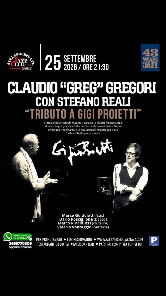 UNA SERATA ROMANA, TRA JAZZ E MEMORIA. Tributo a Gigi Proietti