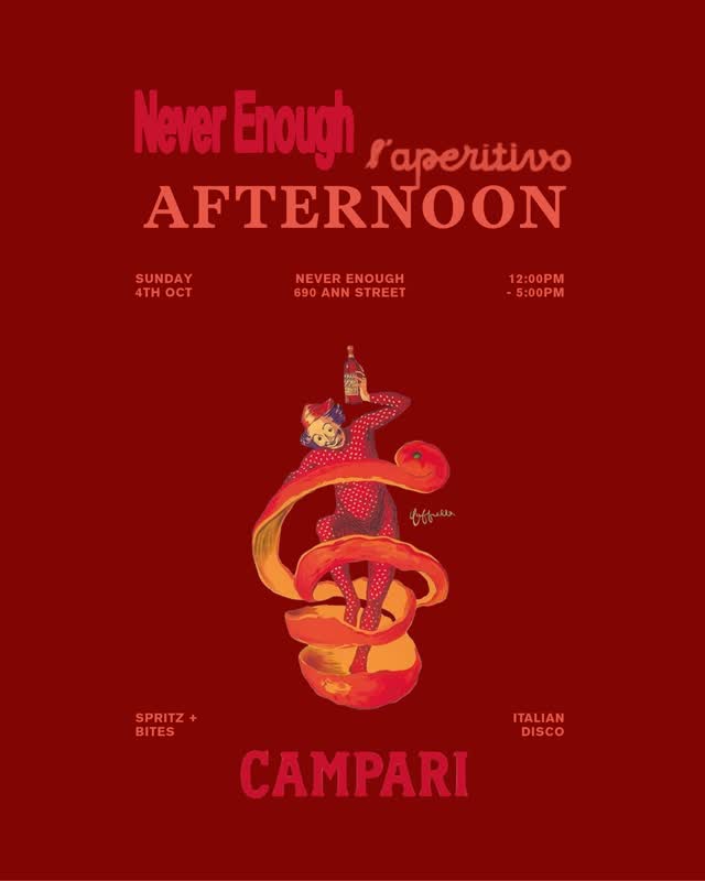 Campari-focused afternoon with Italian disco soundtrack