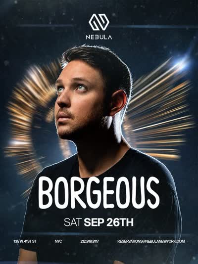 @borgeousmusic takes over Nebula New York Saturday, September 26.