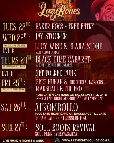 Lazy Bones Lounge Live Music Week