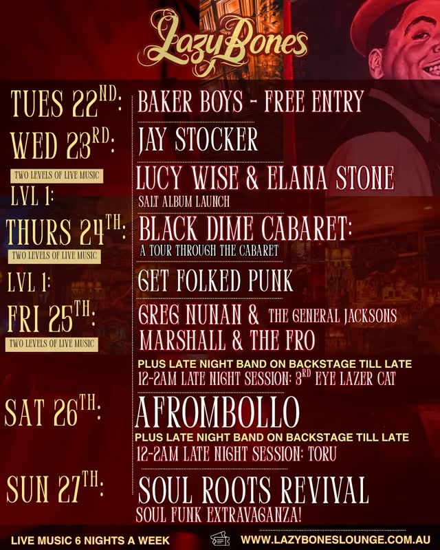 Lazy Bones Lounge Live Music Week